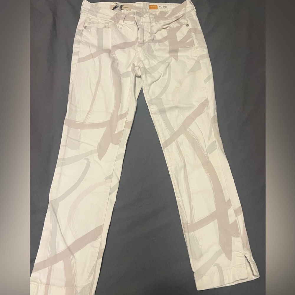 Pilcro and the Letterpress White and Gray Pants